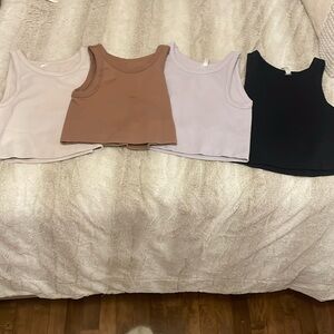 Black,Purple,Brown,And white crop tops